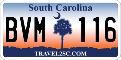 SC license plate BVM116
