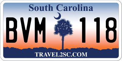 SC license plate BVM118
