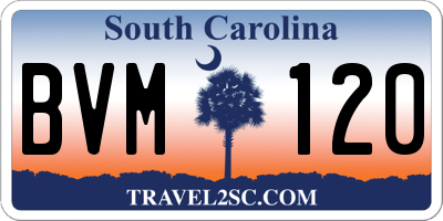 SC license plate BVM120