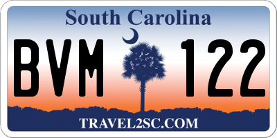 SC license plate BVM122
