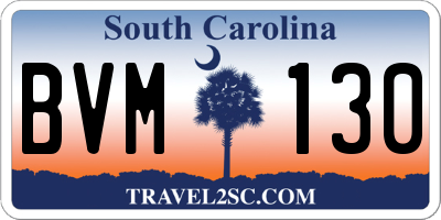 SC license plate BVM130