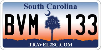 SC license plate BVM133
