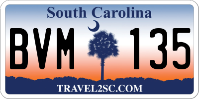 SC license plate BVM135