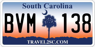 SC license plate BVM138