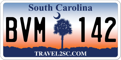 SC license plate BVM142