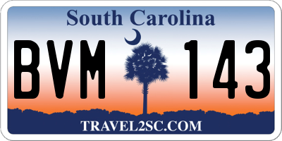 SC license plate BVM143