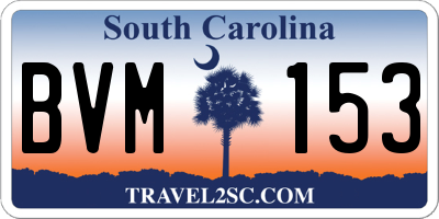 SC license plate BVM153