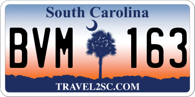 SC license plate BVM163