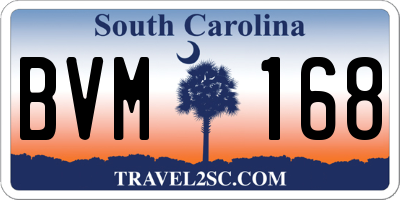 SC license plate BVM168