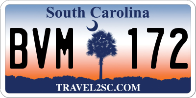 SC license plate BVM172