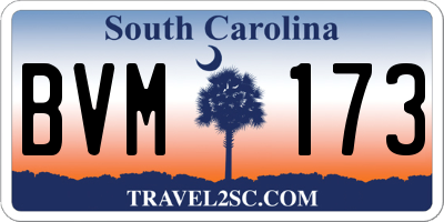 SC license plate BVM173