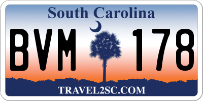 SC license plate BVM178