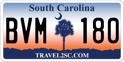 SC license plate BVM180