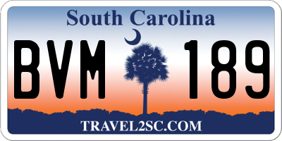 SC license plate BVM189