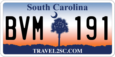SC license plate BVM191
