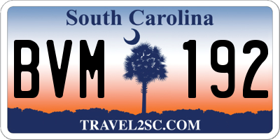 SC license plate BVM192