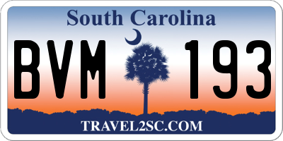 SC license plate BVM193