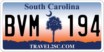SC license plate BVM194