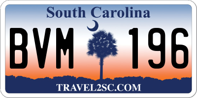 SC license plate BVM196