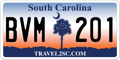 SC license plate BVM201