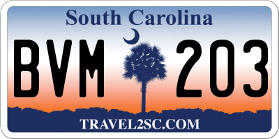 SC license plate BVM203