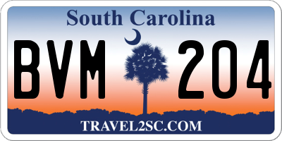 SC license plate BVM204