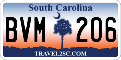 SC license plate BVM206