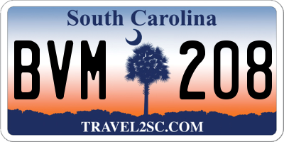 SC license plate BVM208