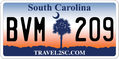 SC license plate BVM209