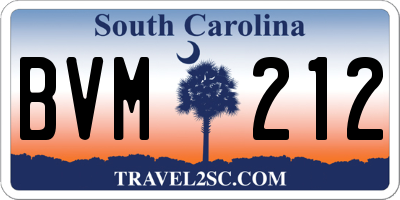 SC license plate BVM212