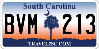 SC license plate BVM213
