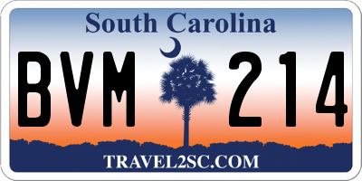 SC license plate BVM214