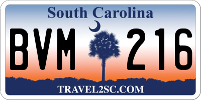 SC license plate BVM216