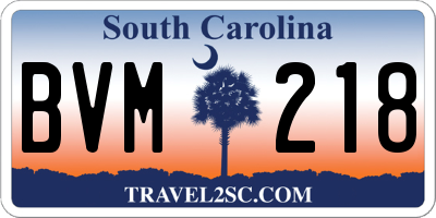 SC license plate BVM218
