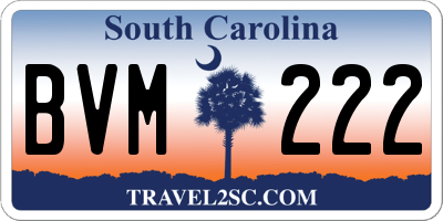 SC license plate BVM222