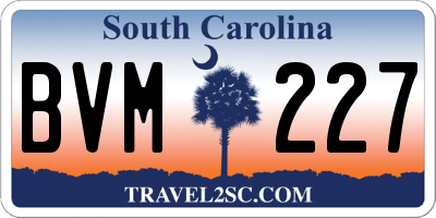 SC license plate BVM227