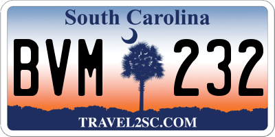 SC license plate BVM232