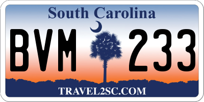 SC license plate BVM233