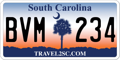 SC license plate BVM234