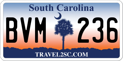 SC license plate BVM236
