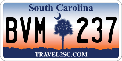 SC license plate BVM237