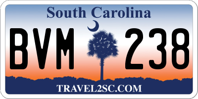 SC license plate BVM238