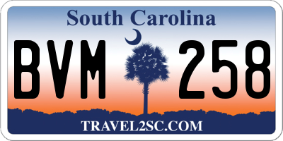 SC license plate BVM258