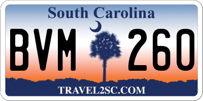 SC license plate BVM260