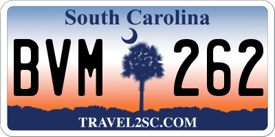 SC license plate BVM262