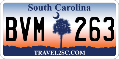 SC license plate BVM263
