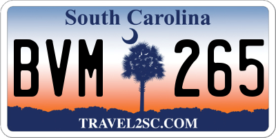 SC license plate BVM265