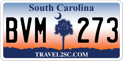 SC license plate BVM273