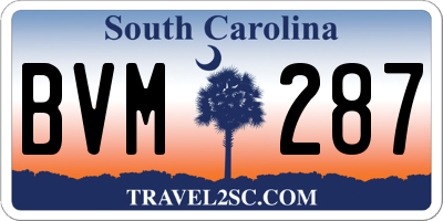 SC license plate BVM287