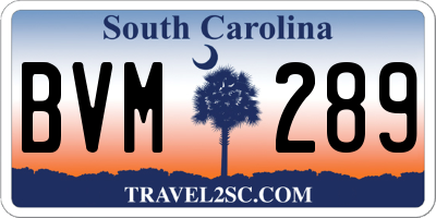 SC license plate BVM289